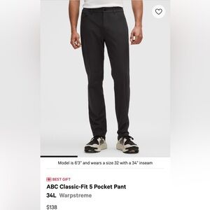 lululemon athletica Black ABC Classic-Fit 5 Pocket Pant